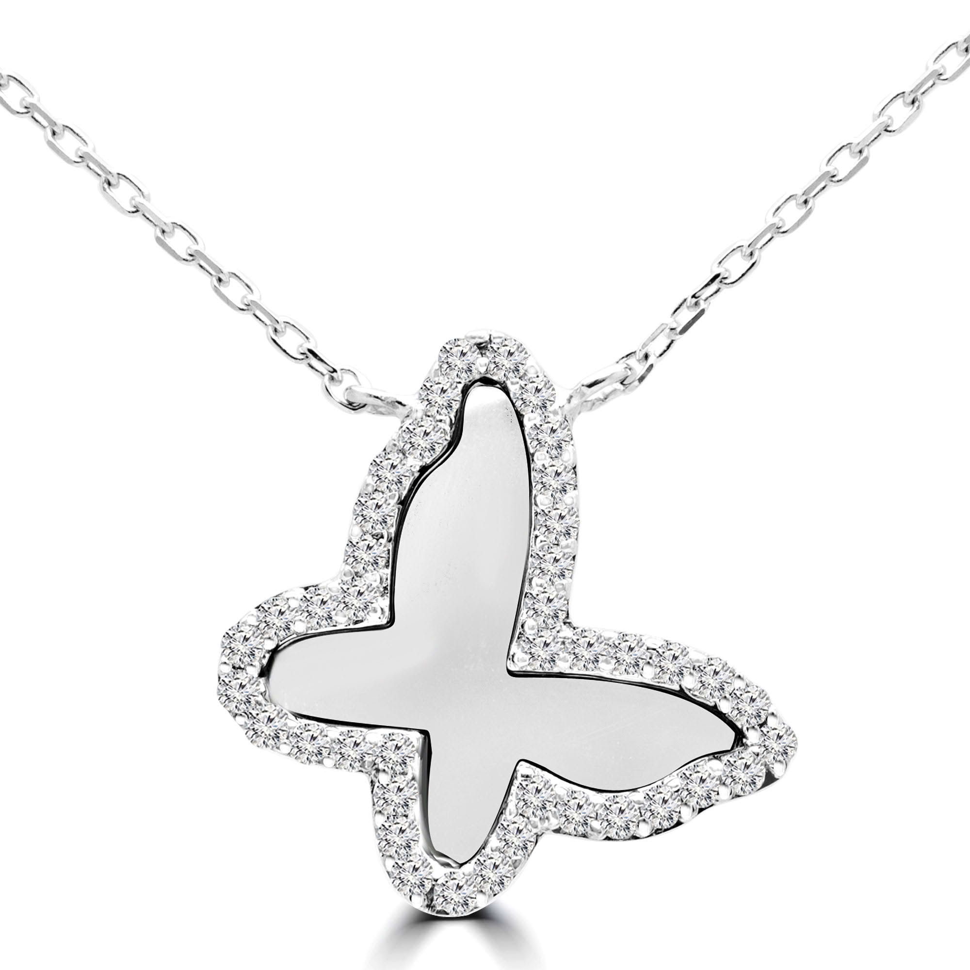 Collar colgante de diamantes redondo VS1 F de 0,19 quilates de oro blanco de 14 quilates - Imagen 1 de 5