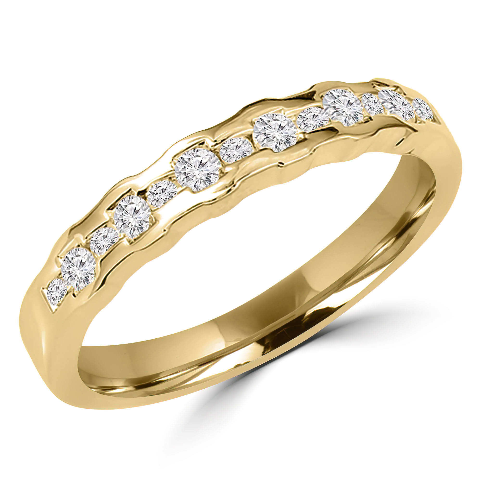 0.25 CT Round VS1 F Diamond Pave Accent Wedding Band 14K Yellow Gold | eBay